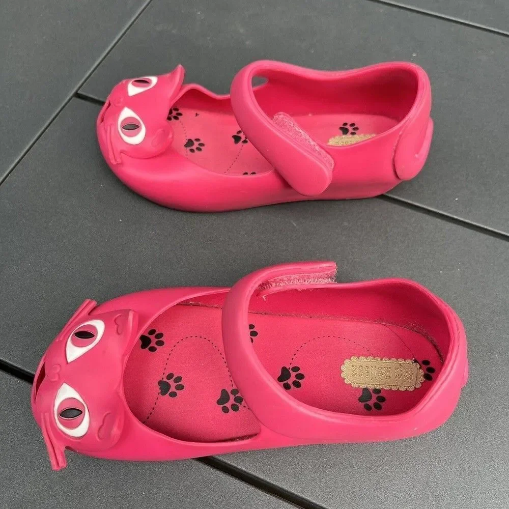 Mini Melissa Ultragirl II Pink Cat Mary Jane Flats Shoes Toddler Girls Size 9